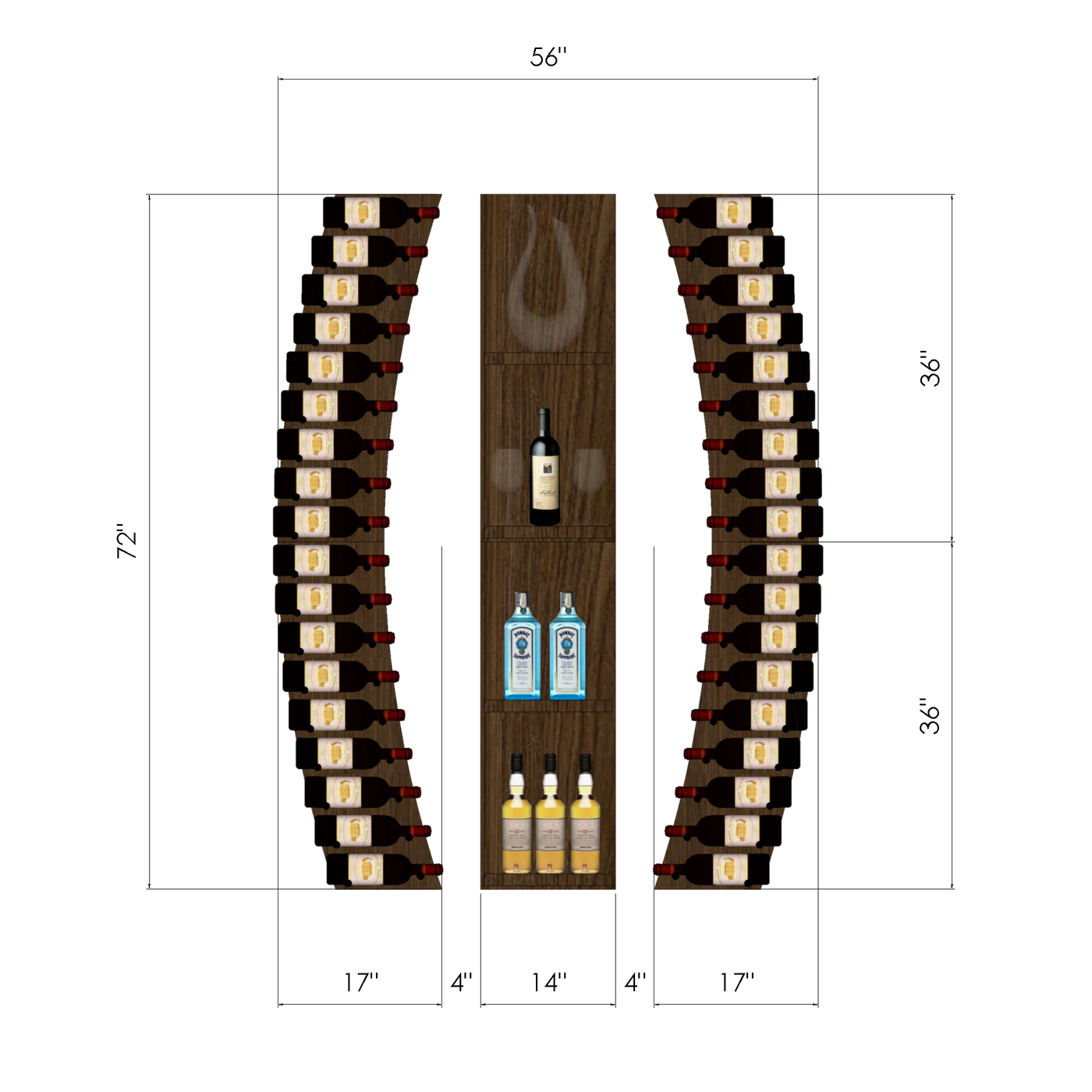 THEWINEBARCURVED-DarkWalnut1DwithDimensions.webp